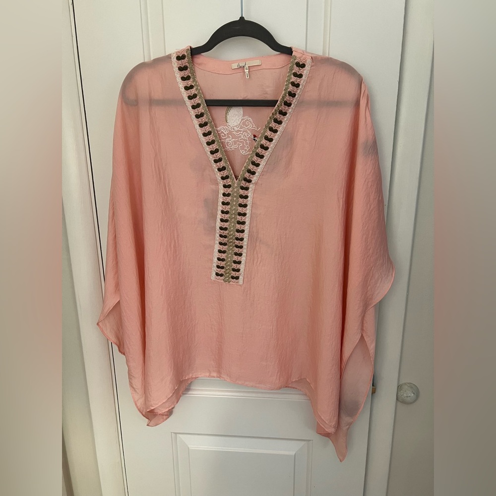 Anthropologie | embroidered silk cover up